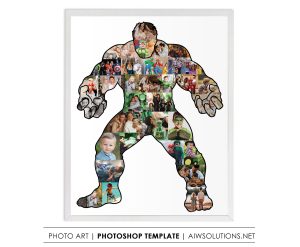 Marvel Hulk Photo Collage Template, Super Hero Collage,Hulk art gift decor