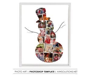 Christmas Snowman photo collage template, Christmas wall decor, Christmas gift idea