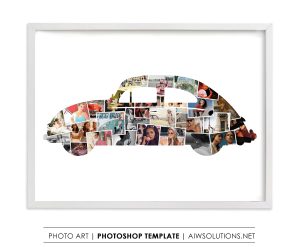 classic car shape photo collage ID98