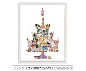 3 tiers birthday cake Photo collage