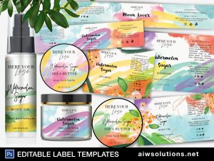 Colorful watercolor label template ID100