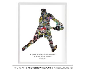 Rugby player art collage template