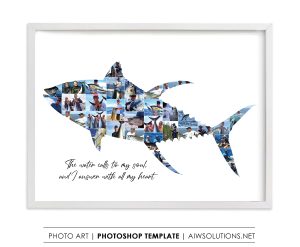 Tuna Fish shape photo collage template