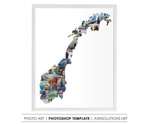 Norway Map photo Collage Template