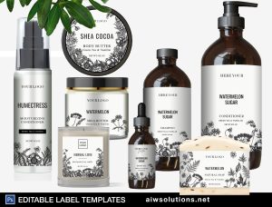 Simple Floral cosmetic label set id101