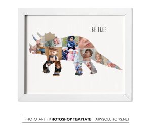 Dinosaurs Photo collage - Be Free - Triceratops shape
