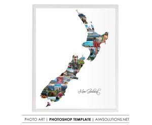 New Zealand map Photo collage