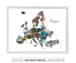 Europe map photo Collage Template