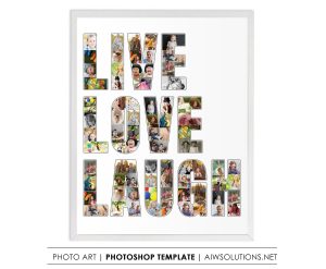 Live Love Laugh photo collage template,memory Collage