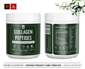 Collagen - dark green color style label template -id03