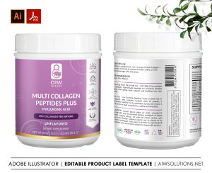 Multi collagen label template - Purple and gold style label template-id01