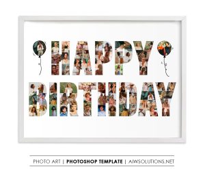 Happy Birthday shape photo collage - Birthday gift