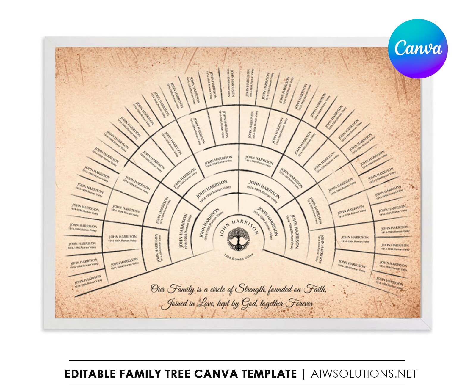 Editable Genealogy Chart Paternal Family Line Printable Family Chart  Genealogy Pedigree 7 Generations Family Tree Chart Genealogy Organizer 