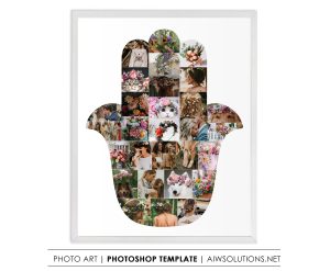 Hamsa hand photo collageTemplate,Boho Hand Wall Art, Fatima Hand photo collage