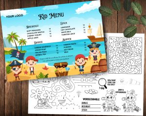 Pirates Activity Kid’s Menus - Children’s Activity Placemats for Restaurants- id44