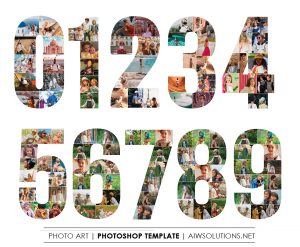 Photo collage Numbers from 0 to 9