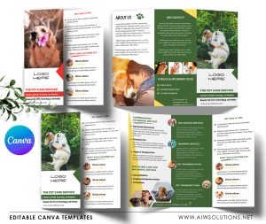 Canva trifold brochure template for Pet Care Services-ID04