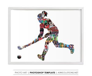 Girl hockey player, female Field Hockey photo collage template-ID231