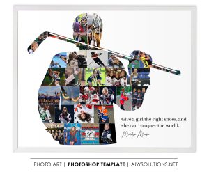 Girl Field Hockey photo collage template-ID240