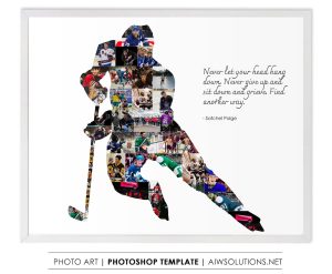 Hockey man player photo collage template, Hockey boy art gift, Male hockey collage-ID238