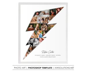 Lightning bolt photo collage template