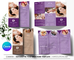 Canva trifold brochure template for spa or nail or Beauty service-ID02