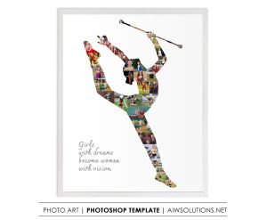 Baton Twirler girl photo collage template