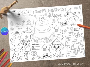 Farm animal Birthday Activity & Coloring Page-id02