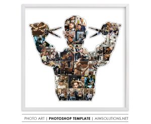 Male Barber Photo collage, Barber Print collage