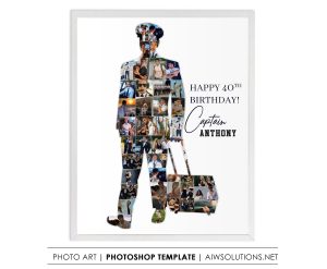 Male Pilot Photo Collage, Pilot Gift, Aviation Art, Pilot Wall Decor