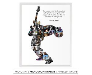 Guitar player photo collage, Music-themed gift, Guitarist gift