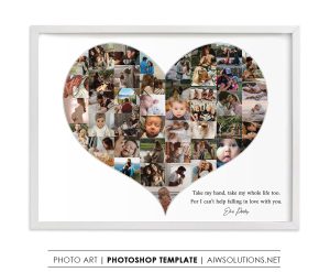 Heart Shaped Photo Collage, couple gift idea, wedding gift idea