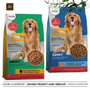 Dog Food Packaging Template, pet food bag design template