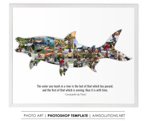 Tiger Fish photo collage template, personalized fishing gift