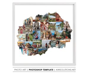 Macedonia map photo Collage Template - Macedonia travel gift