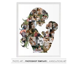 Mom and baby photo collage template - Mother day gift idea - Kid room decor