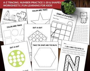 144 pages Printable Preschool Worksheets: Shapes and Number Activities for Early Learners, Preschool Math Worksheets, Counting Games for Kids