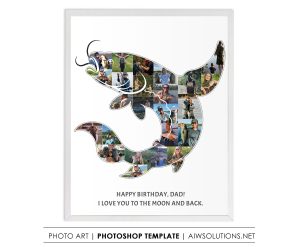 Catfish photo collage template, Catfish shape,  Fishing Gift for Men-ID259
