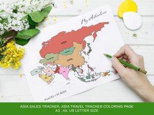 ASIA sales map coloring page, ASIA road trip map, Travel Map Tracker, Business ASIA Sales Map, Business tracker sale map