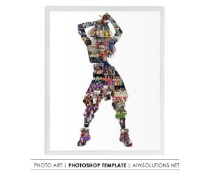 Hip-Hop Dancing Girl Photo Collage Template,  streetwear gifts, hip hop art gift, dancer gifts -ID268