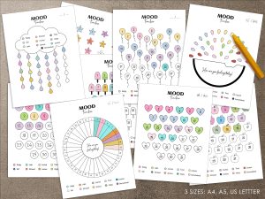 Printable Mood tracker,Daily Mood Journal, Emotion Tracker, Mood Chart for kid or Adults, printable Wellness Planner