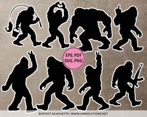 Bigfoot SVG Cut Files, Set 7 Bigfoot Clipart, Bigfoot Svg, Bigfoot Clipart, Bigfoot Silhouette, Sasquatch silhouette