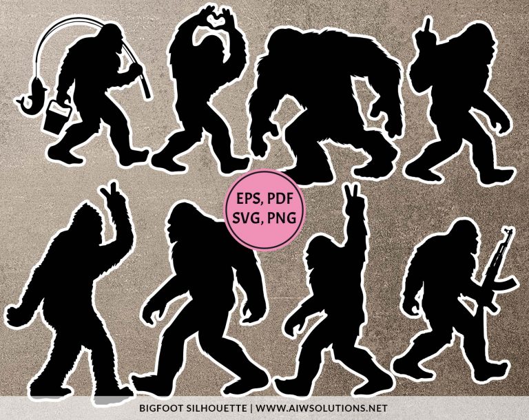 Bigfoot SVG Cut Files Set 7 Bigfoot Clipart Bigfoot Svg Bigfoot Bigfoot Silhouette 768x610