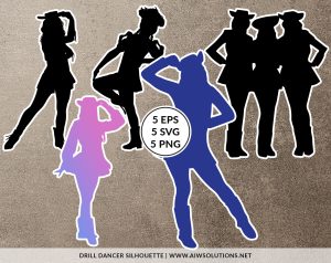 Drill cheer girl silhouette, Set 5 girls vinyl ready image, Cheer and dance SVG set,  Drill team art for Cricut, Team spirit vinyl decals, Dance performance team svg