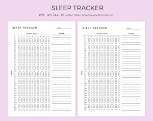 Sleep Tracker Printable, Sleep Habit Tracker Planner Insert, Daily & Monthly Sleep Journal, Digital Health Planner