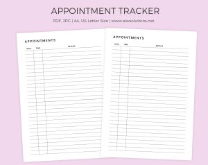 Simple Appointment Tracker Printable, Appointment Reminder, Meeting Tracker