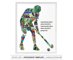 Hockey boy player photo collage template, male hockey player template ID291