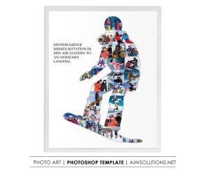 Female Snowboarder Photo Collage, Snowboarding Gift for girl, Snowboard Adventure gift