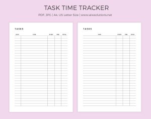 Task Time Tracker, Working Hours Tracker, Time Spent Log, Activity Tracker