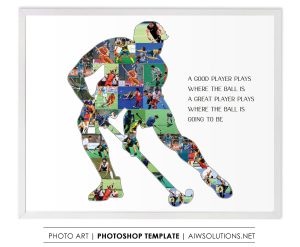 Hockey boy player photo collage template, male hockey player template ID290
